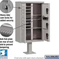 Mailboxes: Mount Type: Pedestal; Lockable: Yes; Material: Aluminum; Color: Gray