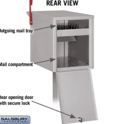 Mailboxes: Mount Type: Pedestal; Lockable: Yes; Material: Aluminum; Color: Silver