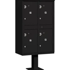 Mailboxes: Mount Type: Pedestal; Lockable: Yes; Material: Aluminum; Color: Black