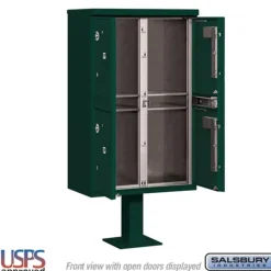 Mailboxes: Mount Type: Pedestal; Lockable: Yes; Material: Aluminum; Color: Green