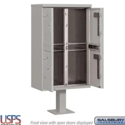 Mailboxes: Mount Type: Pedestal; Lockable: Yes; Material: Aluminum; Color: Gray