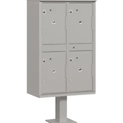 Mailboxes: Mount Type: Pedestal; Lockable: Yes; Material: Aluminum; Color: Gray