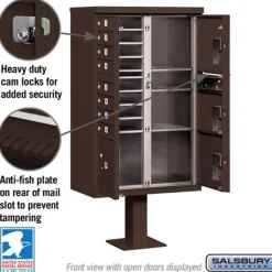 Mailboxes: Mount Type: Pedestal; Lockable: Yes; Material: Aluminum; Color: Bronze