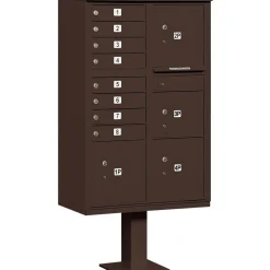 Mailboxes: Mount Type: Pedestal; Lockable: Yes; Material: Aluminum; Color: Bronze