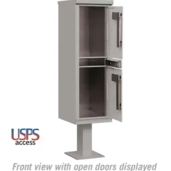 Mailboxes: Mount Type: Pedestal; Lockable: Yes; Material: Aluminum; Color: Gray