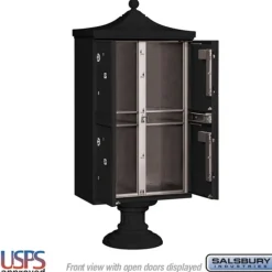 Mailboxes: Mount Type: Pedestal; Lockable: Yes; Material: Aluminum; Color: Black