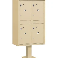 Mailboxes: Mount Type: Pedestal; Lockable: Yes; Material: Aluminum; Color: Sandstone