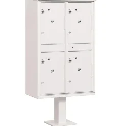 Mailboxes: Mount Type: Pedestal; Lockable: Yes; Material: Aluminum; Color: White
