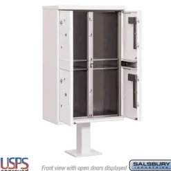 Mailboxes: Mount Type: Pedestal; Lockable: Yes; Material: Aluminum; Color: White
