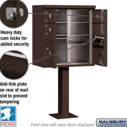 Mailboxes: Mount Type: Pedestal; Lockable: Yes; Material: Aluminum; Color: Bronze