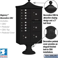 Mailboxes: Mount Type: Pedestal; Lockable: Yes; Material: Aluminum; Color: Black