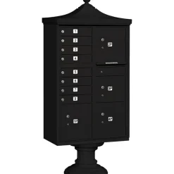 Mailboxes: Mount Type: Pedestal; Lockable: Yes; Material: Aluminum; Color: Black