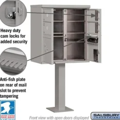 Mailboxes: Mount Type: Pedestal; Lockable: Yes; Material: Aluminum; Color: Gray