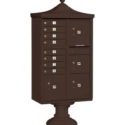 Mailboxes: Mount Type: Pedestal; Lockable: Yes; Material: Aluminum; Color: Bronze