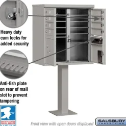 Mailboxes: Mount Type: Pedestal; Lockable: Yes; Material: Aluminum; Color: Gray