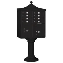 Mailboxes: Mount Type: Pedestal; Lockable: Yes; Material: Aluminum; Color: Black