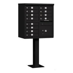 Mailboxes: Mount Type: Pedestal; Lockable: Yes; Material: Aluminum; Color: Black