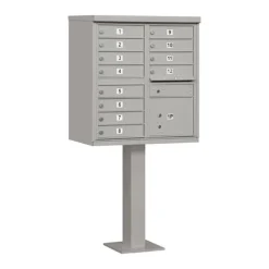 Mailboxes: Mount Type: Pedestal; Lockable: Yes; Material: Aluminum; Color: Gray