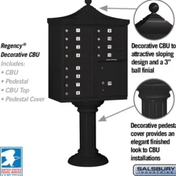 Mailboxes: Mount Type: Pedestal; Lockable: Yes; Material: Aluminum; Color: Black