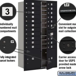 Mailboxes: Mount Type: Surface; Lockable: Yes; Material: Aluminum; Color: Black