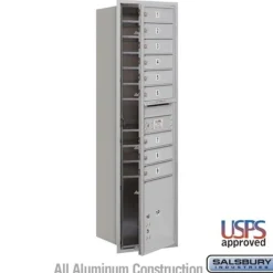 Mailboxes: Mount Type: Surface; Lockable: Yes; Material: Aluminum; Color: Aluminum