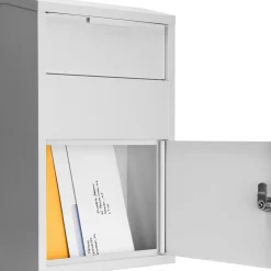 Mailboxes: Mount Type: Wall; Lockable: Yes; Material: Steel; Color: White
