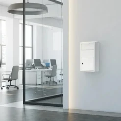 Mailboxes: Mount Type: Wall; Lockable: Yes; Material: Steel; Color: White