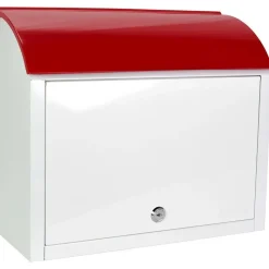 Mailboxes: Mount Type: Wall; Lockable: Yes; Material: Steel; Color: Red, White