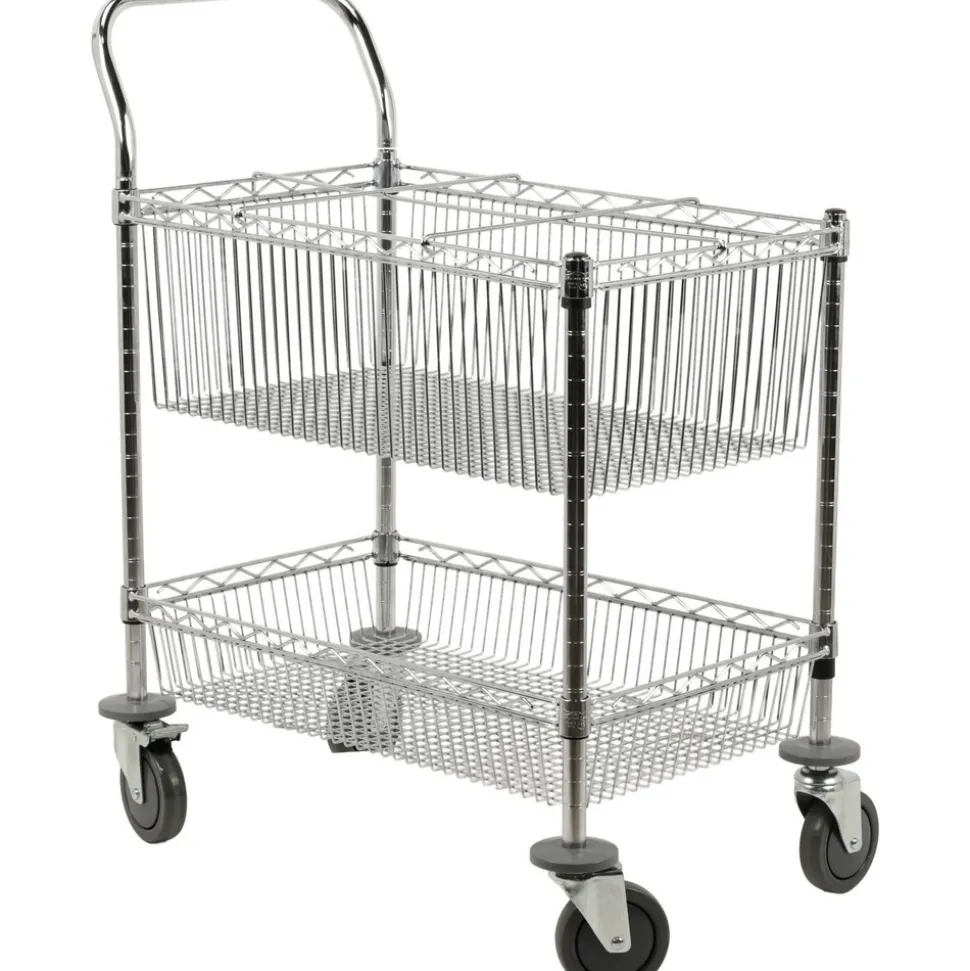 Mail Utility Cart: 30" Long, 18" Wide, Steel