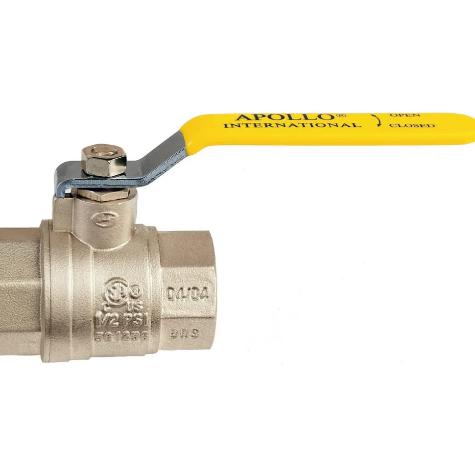 Manual Ball Valve: 1/2" Pipe, Full Port, Forged Brass
