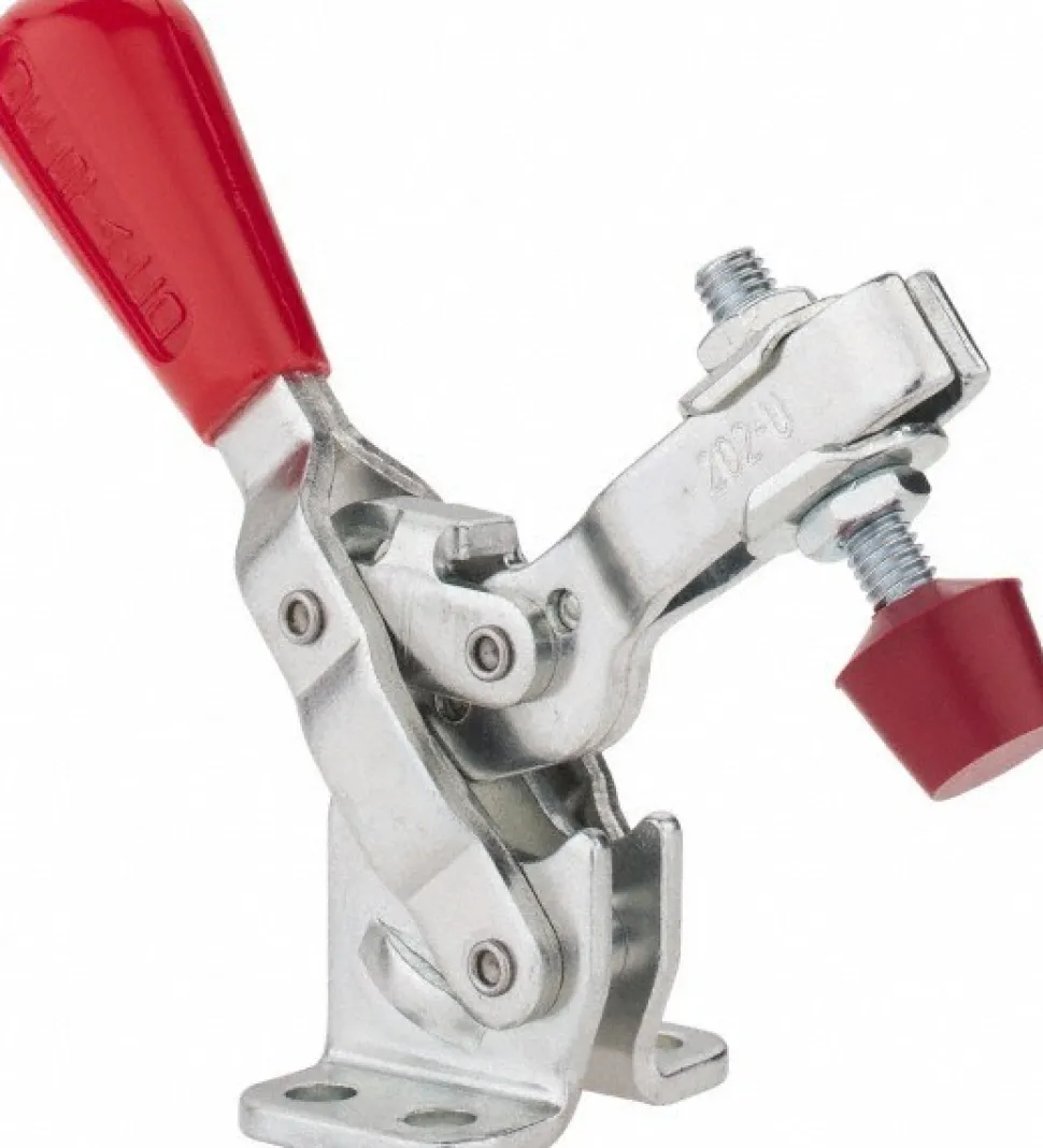 Manual Hold-Down Toggle Clamp: Vertical, 200.00 lb Capacity, U-Bar, Flanged Base