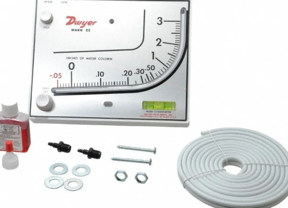 10 Max psi, 3% Accuracy, Plastic Manometer