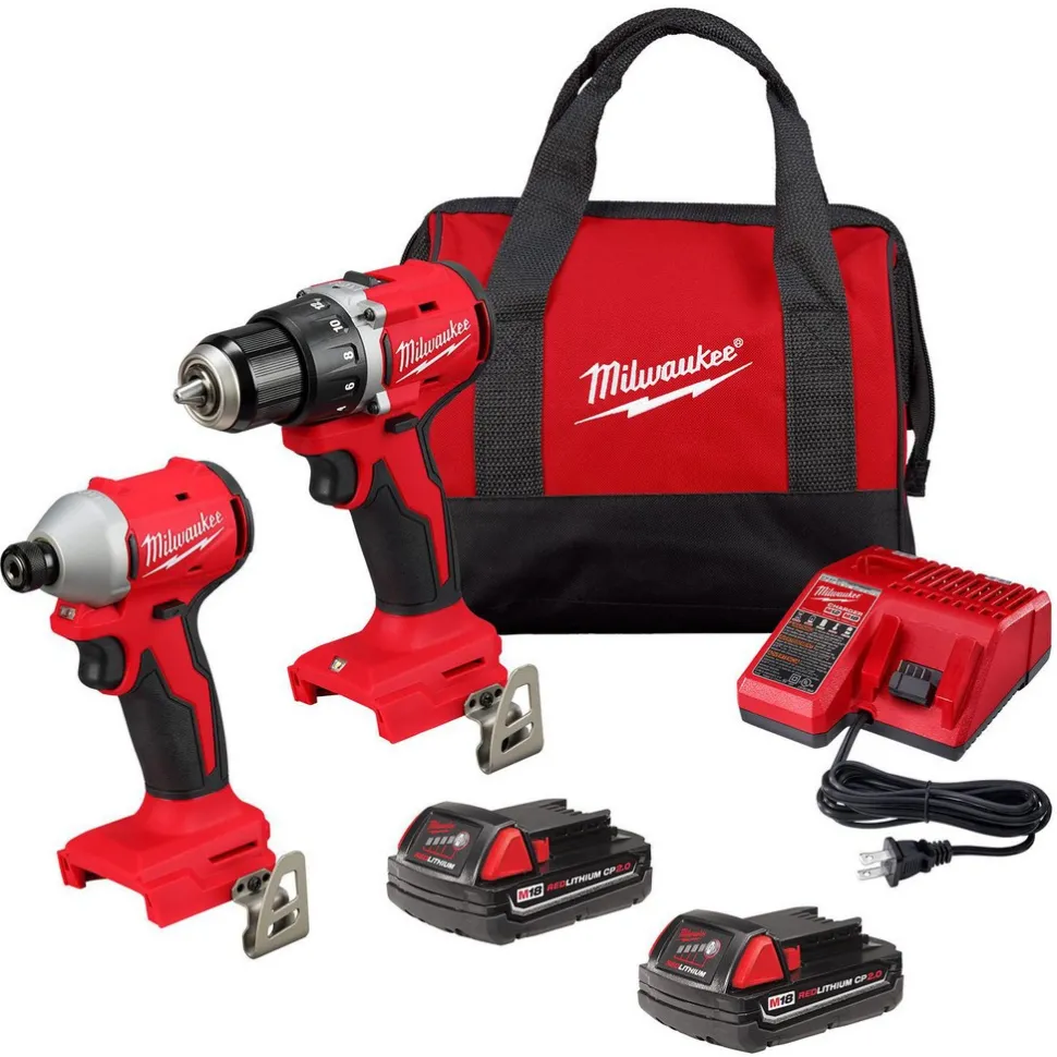 M18™ Compact Brushless 2-Tool Combo Kit, Compact Brushless 1/2" Drill/ Driver, Compact Brushless 1/4" Hex Impact Driver