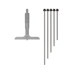 Mechanical Depth Micrometer: 6'' Range, 6 Rods, Satin Chrome Finish