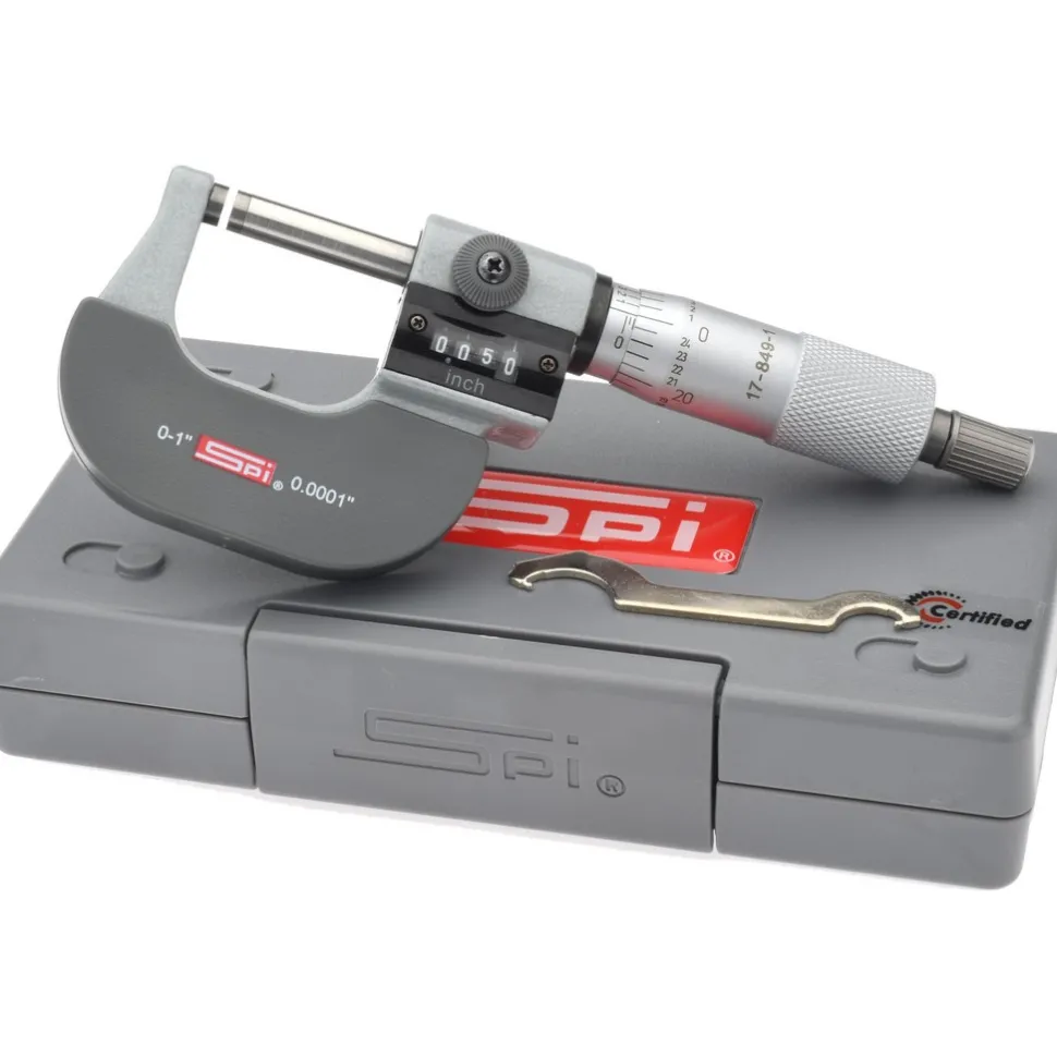 Mechanical Outside Micrometer: 1" Range, 0.0001" Graduation
