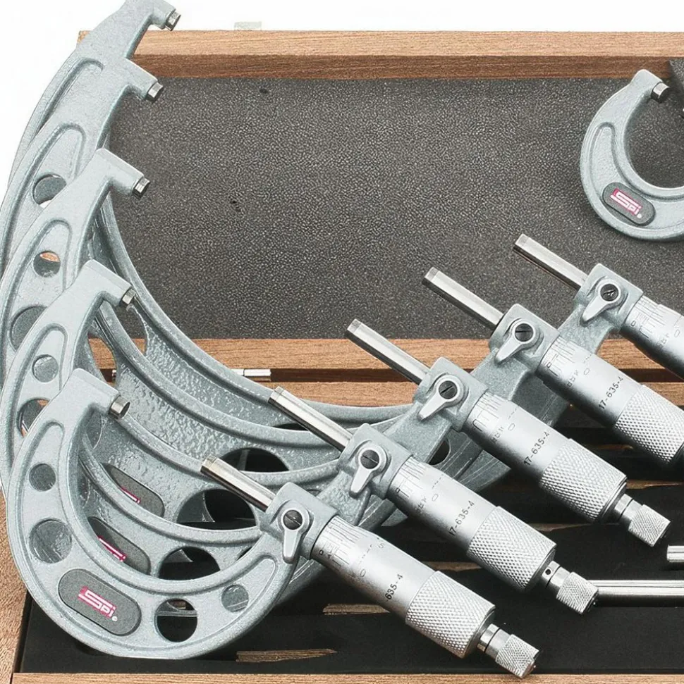 Mechanical Outside Micrometer Set: 6 Pc, 0 to 6" Measurement