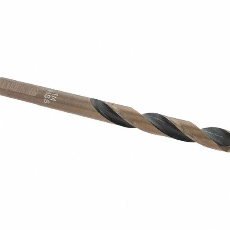 Mechanics Drill Bit: 1/4" Dia, 135 ° Point, High Speed Steel, Weldon Shank, Split Point