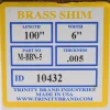 Metal Shim Stock: Roll, 0.0050" Thick, 100" Long, 6" Wide, 260 Brass
