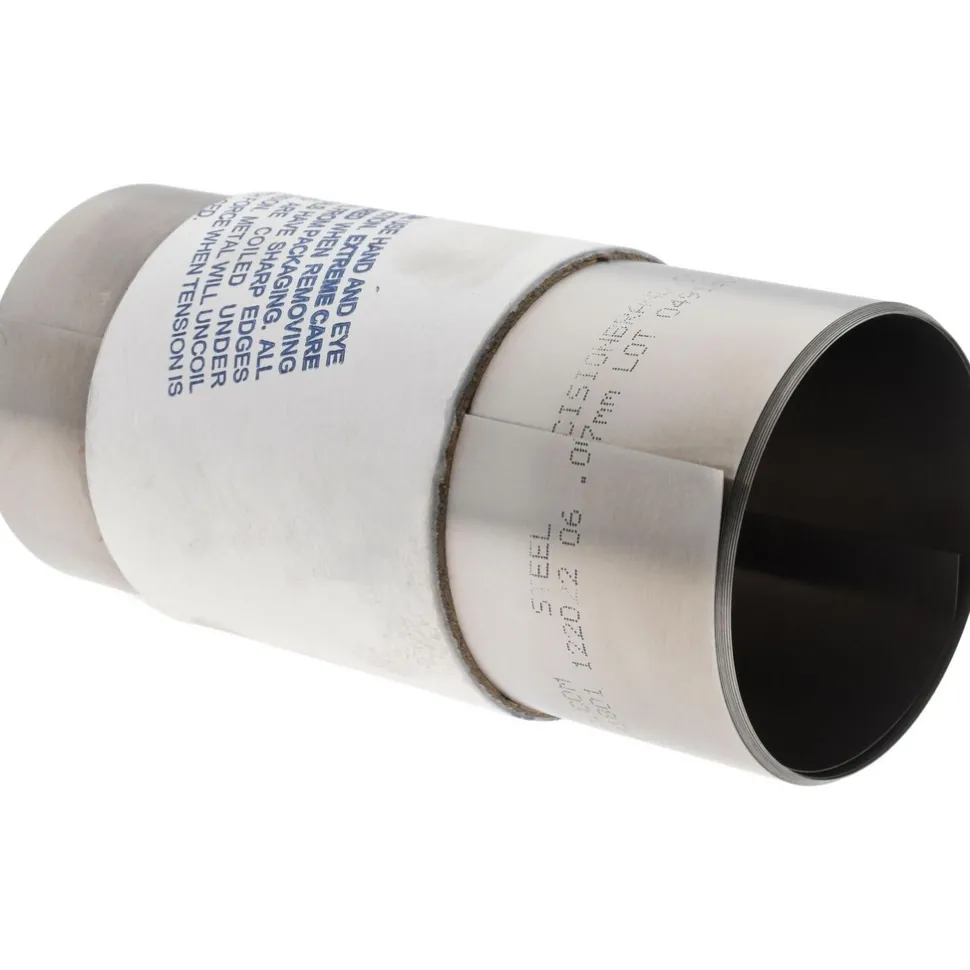 Metal Shim Stock: Roll, 0.0050" Thick, 100" Long, 6" Wide, 1010 Steel