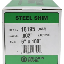 Metal Shim Stock: Roll, 0.0020" Thick, 100" Long, 6" Wide, 1010 Steel