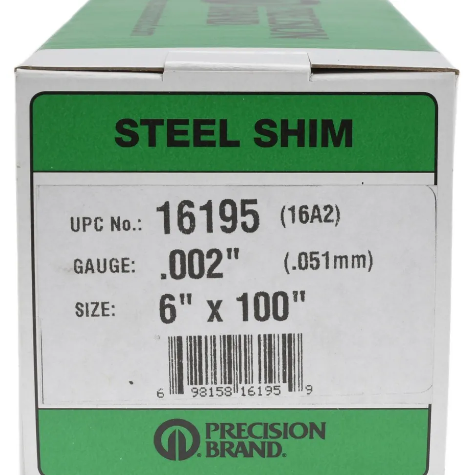 Metal Shim Stock: Roll, 0.0020" Thick, 100" Long, 6" Wide, 1010 Steel
