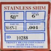 Metal Shim Stock: Roll, 0.0010" Thick, 50" Long, 6" Wide, 302 Stainless Steel