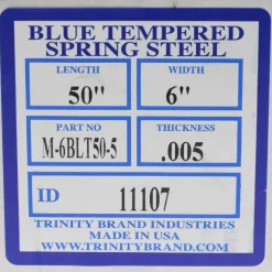 Metal Shim Stock: Roll, 0.0050" Thick, 50" Long, 6" Wide, 1095 & Blue Tempered Spring Steel
