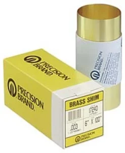 Metal Shim Stock: Roll, 0.0100" Thick, 100" Long, 6" Wide, Brass