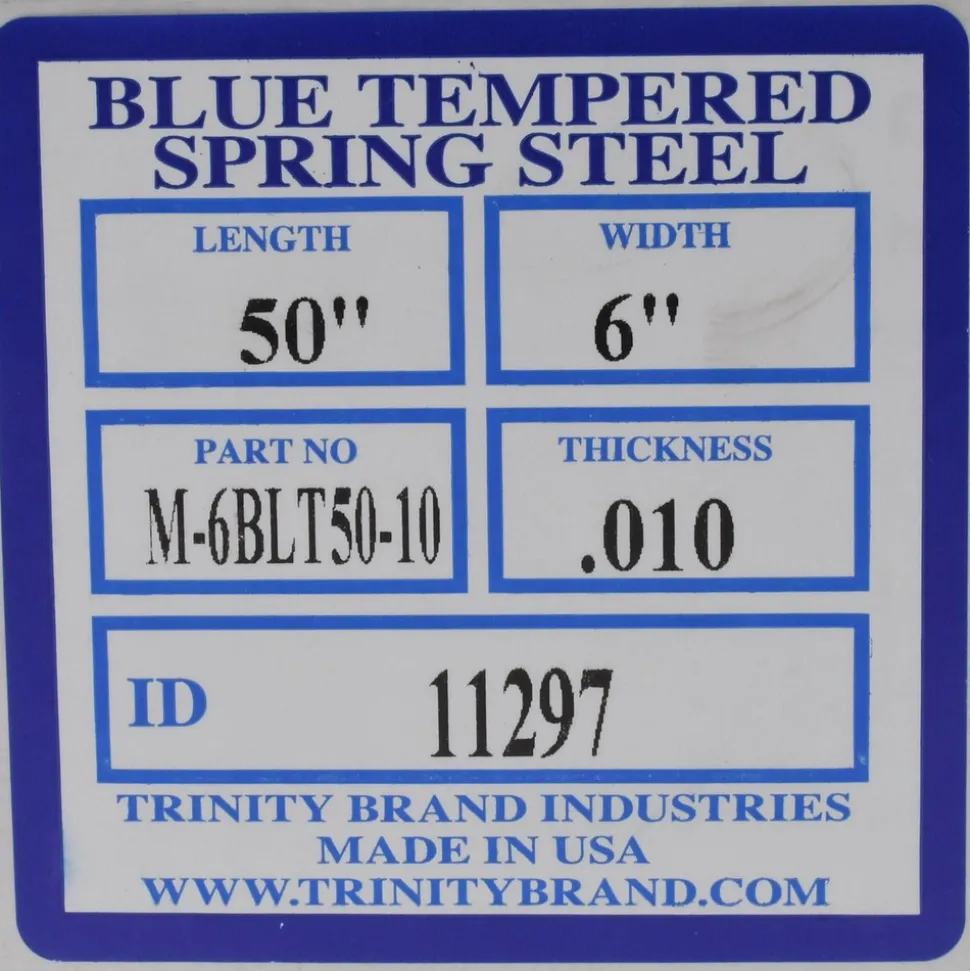 Metal Shim Stock: Roll, 0.0100" Thick, 50" Long, 6" Wide, 1095 & Blue Tempered Spring Steel