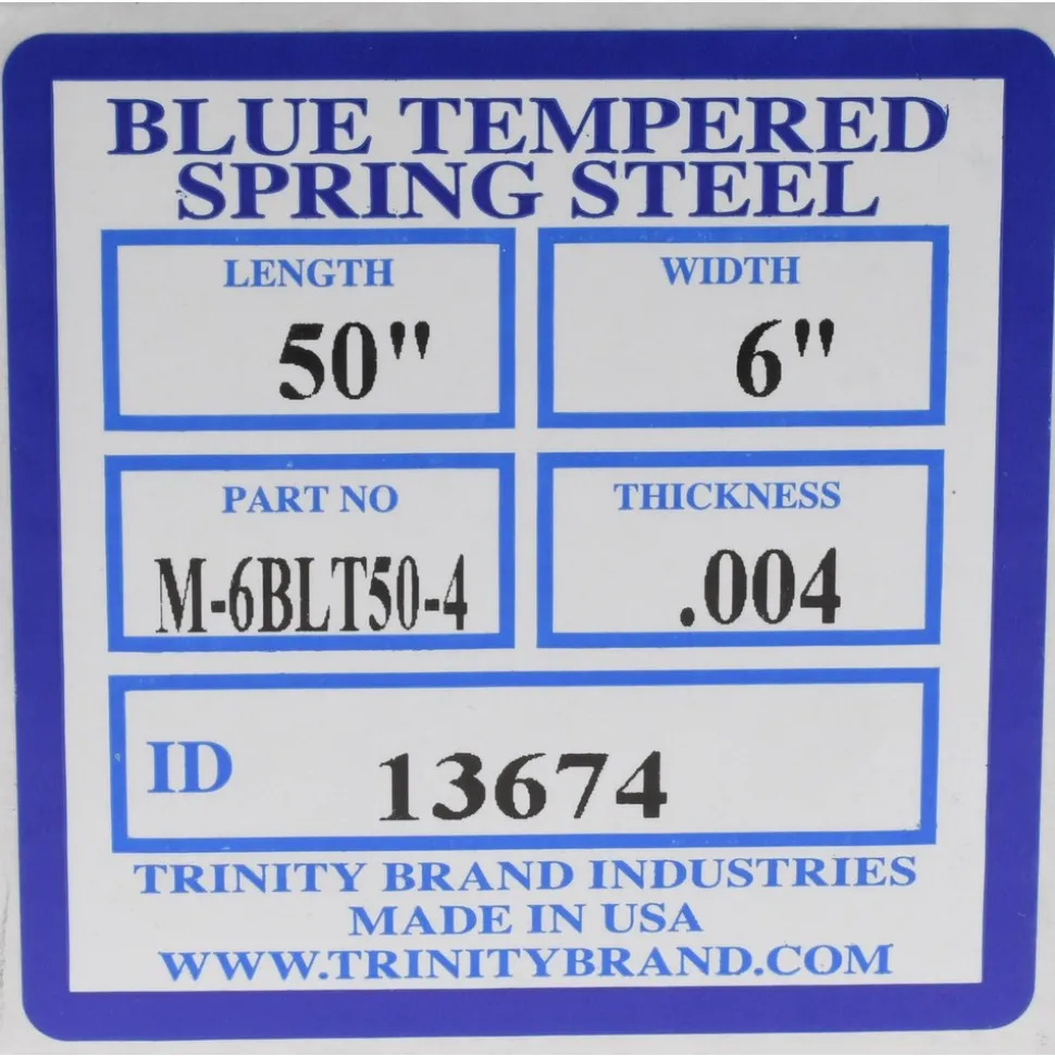 Metal Shim Stock: Roll, 0.0040" Thick, 50" Long, 6" Wide, 1095 & Blue Tempered Spring Steel