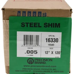 Metal Shim Stock: Roll, 0.0050" Thick, 120" Long, 12" Wide, 1010 Steel