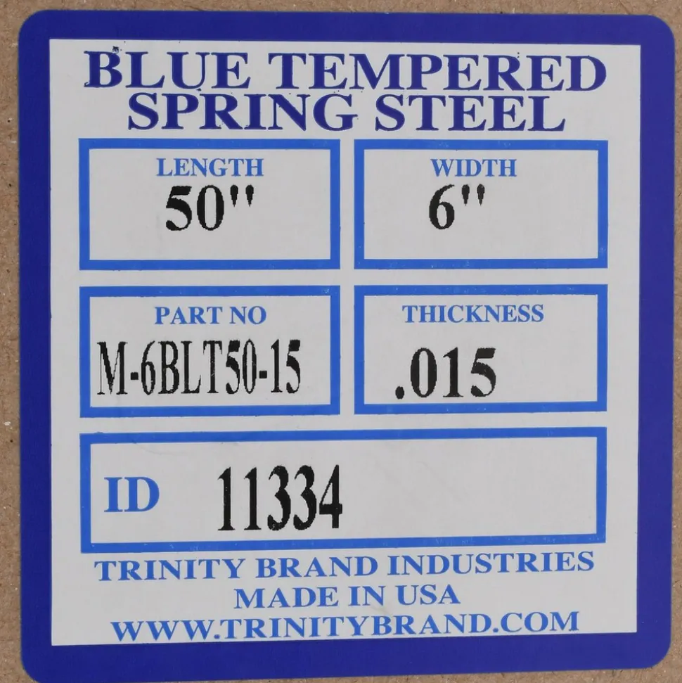 Metal Shim Stock: Roll, 0.0150" Thick, 50" Long, 6" Wide, 1095 & Blue Tempered Spring Steel