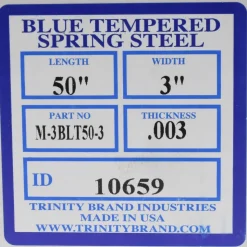 Metal Shim Stock: Roll, 0.0030" Thick, 50" Long, 3" Wide, 1095 & Blue Tempered Spring Steel