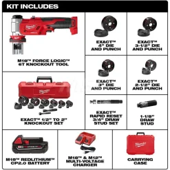 M18™ FORCE LOGIC™ 6 Ton Knockout Tool 1/2" - 4" Kit